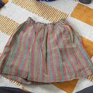 Peek embroidered striped pull on skirt pink, orange, green and grey size 6-7